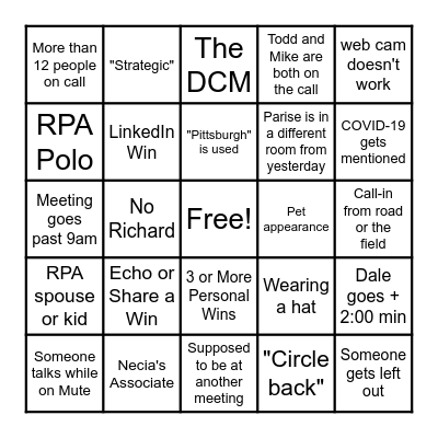 Huddle Bingo - COVID Edition Bingo Card