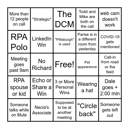 Huddle Bingo - COVID Edition Bingo Card