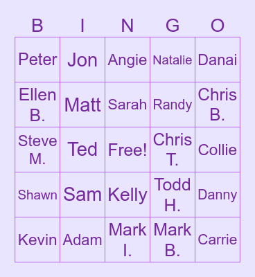 Morgan Lewis Bingo Card