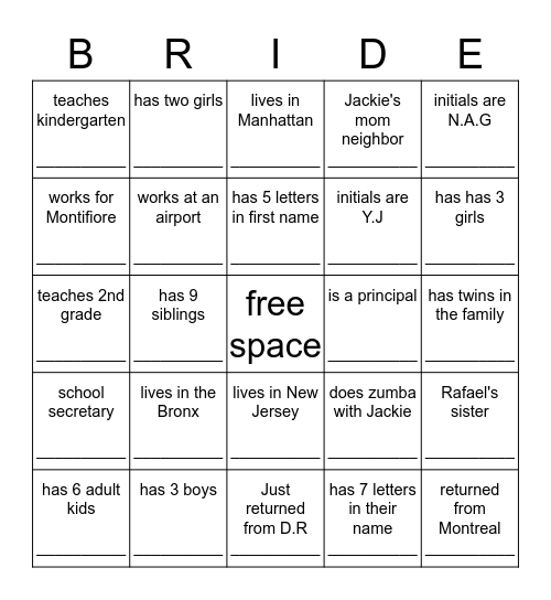 Find a pretty lady who('s)...... Bingo Card