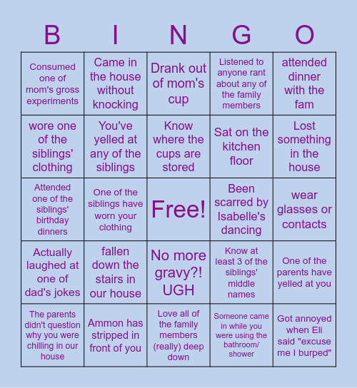 Are you an honorary Munsterman sibling? Bingo Card