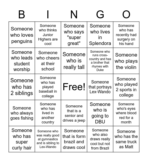 FUSE PEOPLE Bingo Card