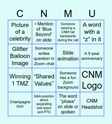 CNMU Icebreaker Bingo! Bingo Card