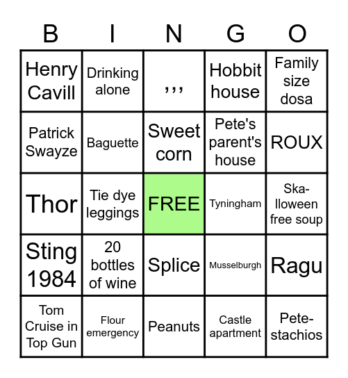 CARD THREE Bingo Card