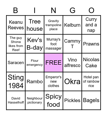 CARD FOUR Bingo Card