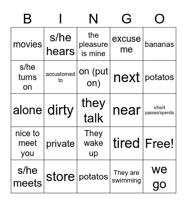 Pobre Ana C4,5 Vocabulario Bingo Card