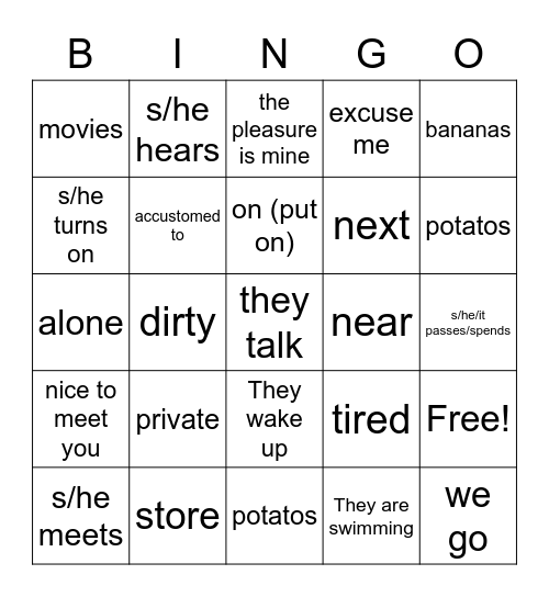 Pobre Ana C4,5 Vocabulario Bingo Card