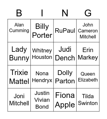 Queens Round 1 Bingo Card