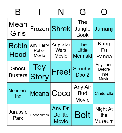 Childhood Movies I Have Seen Bingo Card