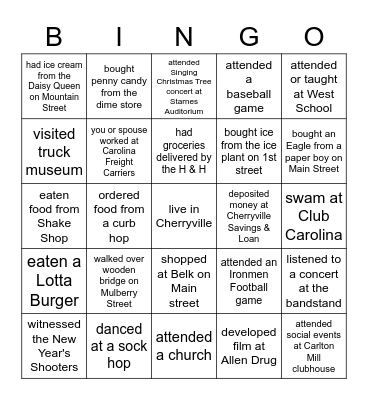 CHERRYVILLE BINGO Card