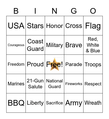 AAJ Memorial Day Bingo Card
