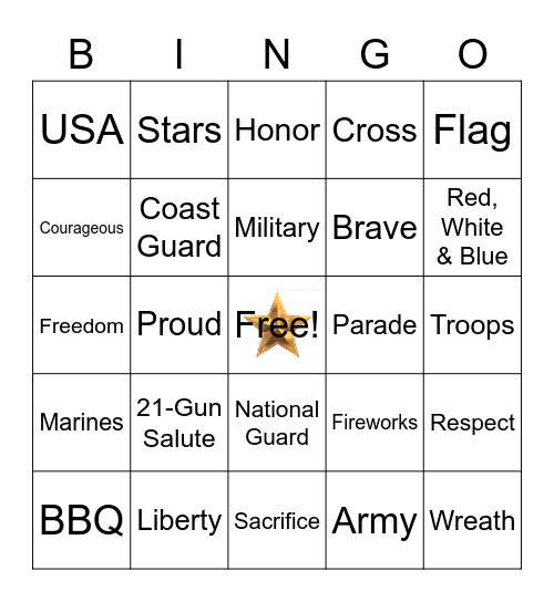 AAJ Memorial Day Bingo Card