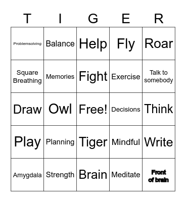 Meerkat-Owl-Tiger Bingo Card