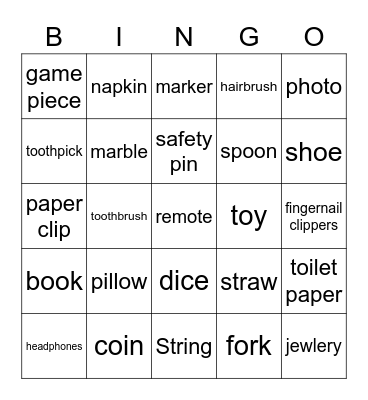 Things in my House Bingo Card