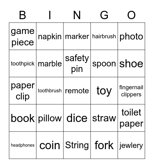 Things in my House Bingo Card