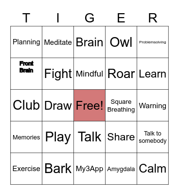 Meerkat-Owl-Tiger Bingo Card