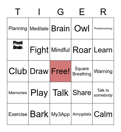 Meerkat-Owl-Tiger Bingo Card