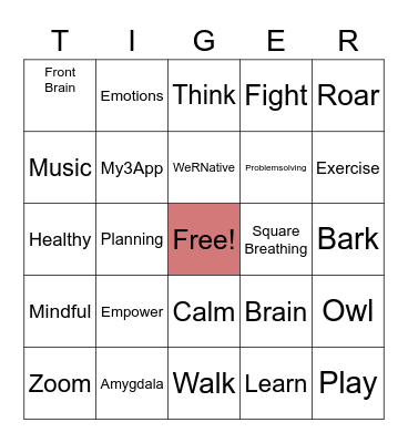 Meerkat-Owl-Tiger Bingo Card