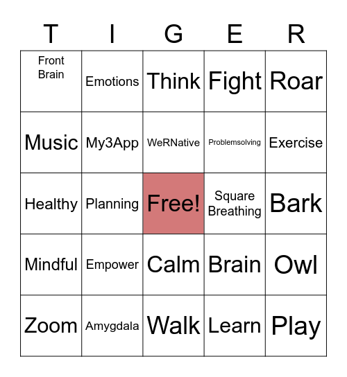 Meerkat-Owl-Tiger Bingo Card