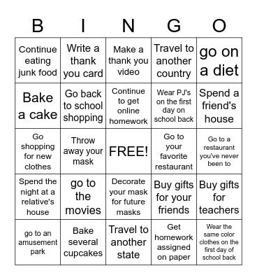 After Quarantine Bingo.. Would you rather? Bingo Card