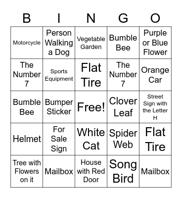Walkabout Bingo Card