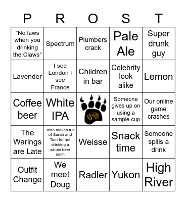 Bad News Beers Summer Beerfest Bingo Card