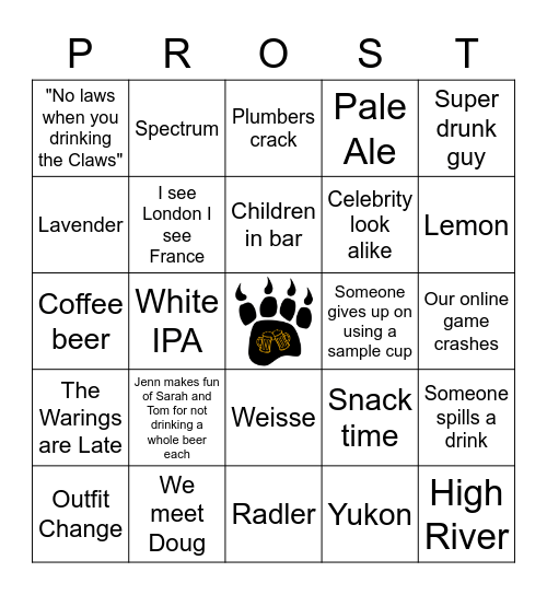 Bad News Beers Summer Beerfest Bingo Card