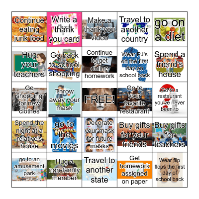 Top 5 Post-Quarantine Bingo Card