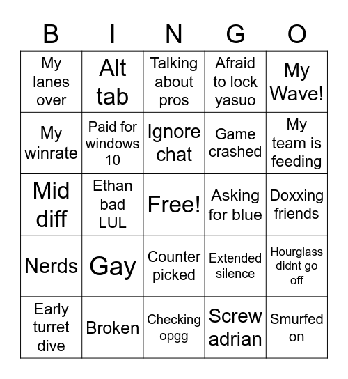 PARATH STREAM Bingo Card