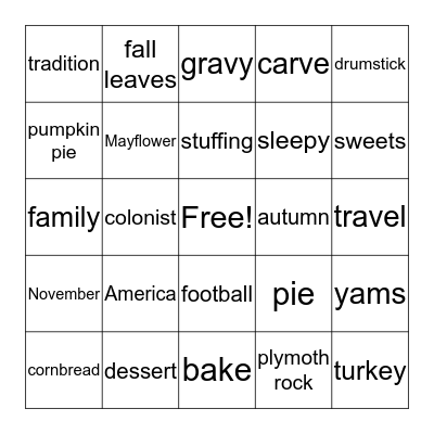 THANKSGIVING Bingo Card