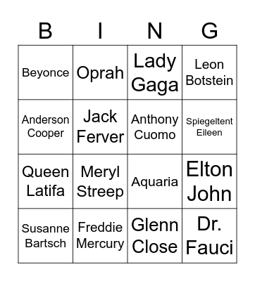 Queens Round 2 Bingo Card