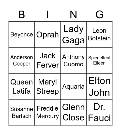 Queens Round 2 Bingo Card