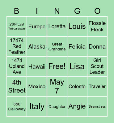 Birthday Bingo Card
