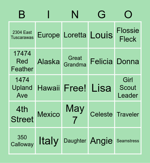 Birthday Bingo Card