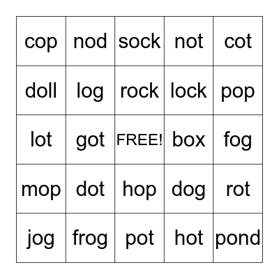 Short O BINGO Card