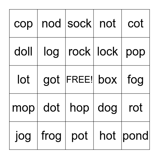 Short O BINGO Card