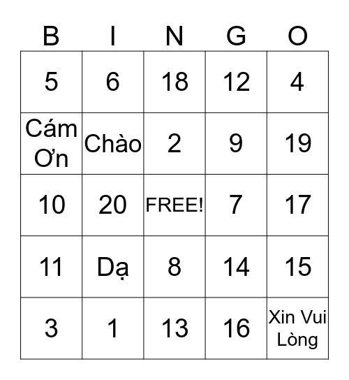 Chơi Lô Tô Bingo Card