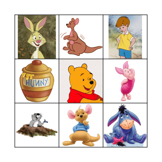 Winnie the Pooh BINGO Card