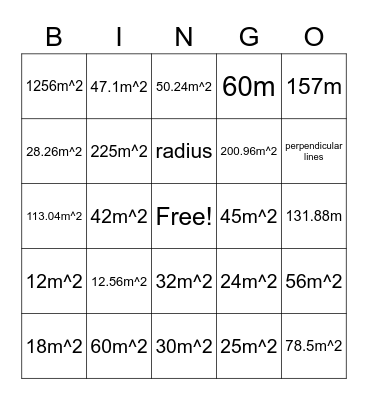 Gr. 7 Geometry Bingo Card