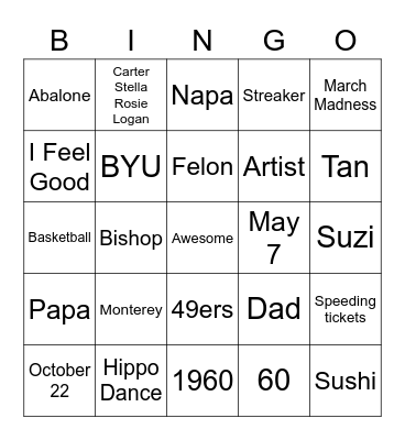 Soakin Old Bingo Card