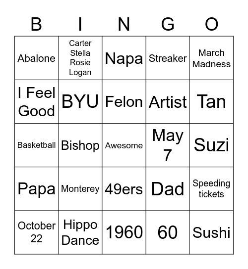Soakin Old Bingo Card