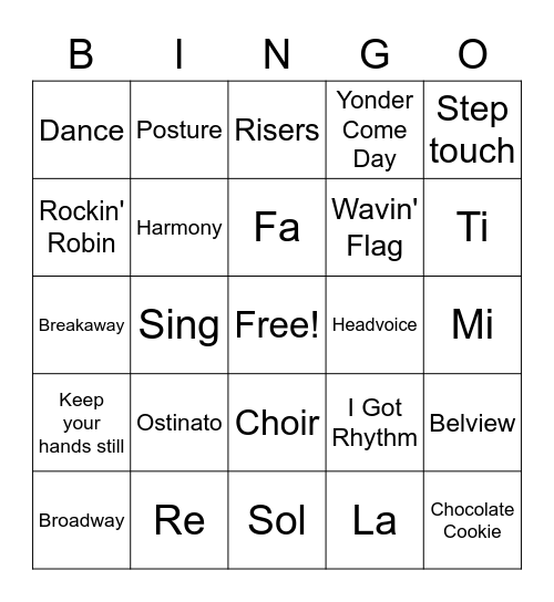 Broadway Bees Bingo Card