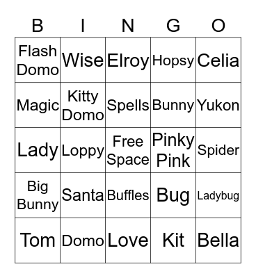 Animal Bingo Card