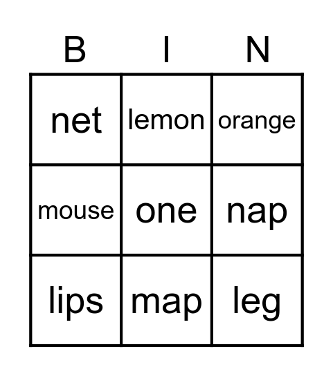 MY ABC Bingo Card