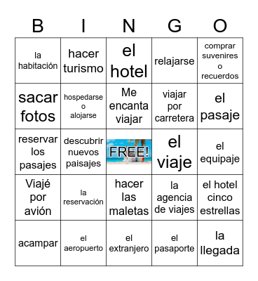 Vocabulario de viajes SSC Bingo Card