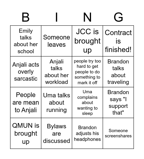 ALL-NIGHTER BINGOOOO Bingo Card