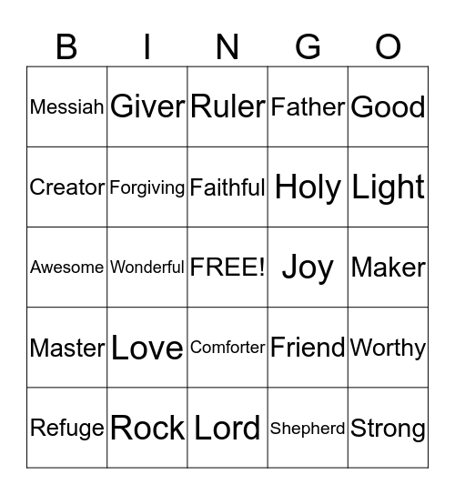 God Is... Bingo Card