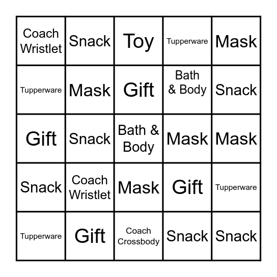 Prizes Bingo Card