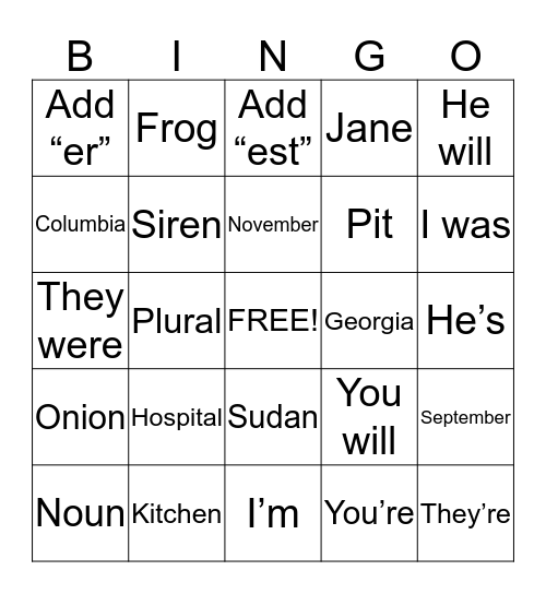 Bingo Card