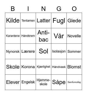 Bingo i 9C :) Bingo Card